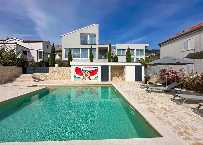 Apartament Kiana - Mit Dachterrasse, Meerblick Sowie Grosse Poolarea Baška